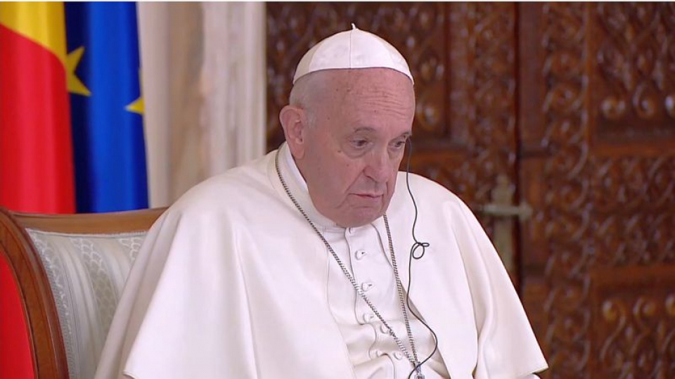 Papa Francisc în timpul vizitei făcute în iunie 2019 în România