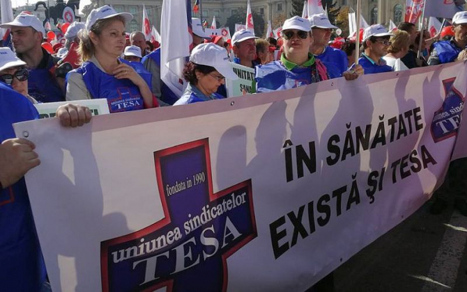 Sindicaliștii din Uniunea TESA. Foto: Facebook