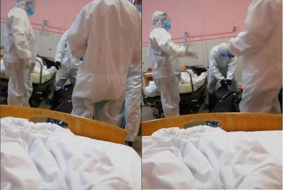 Pacienta decedată, pusă în sac direct din salon   Foto: Captură video Tik Tok