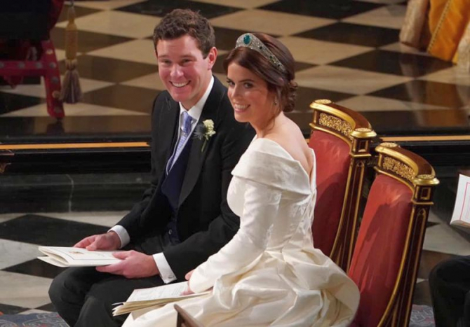 Printesa Eugenie si sotul ei Jack Brooksbank, la nunta Foto: Facebook / The Royal Family