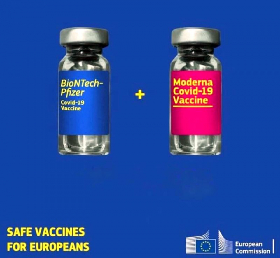 Vaccinuri COVID de la Pfizer și Moderna. Foto: CE