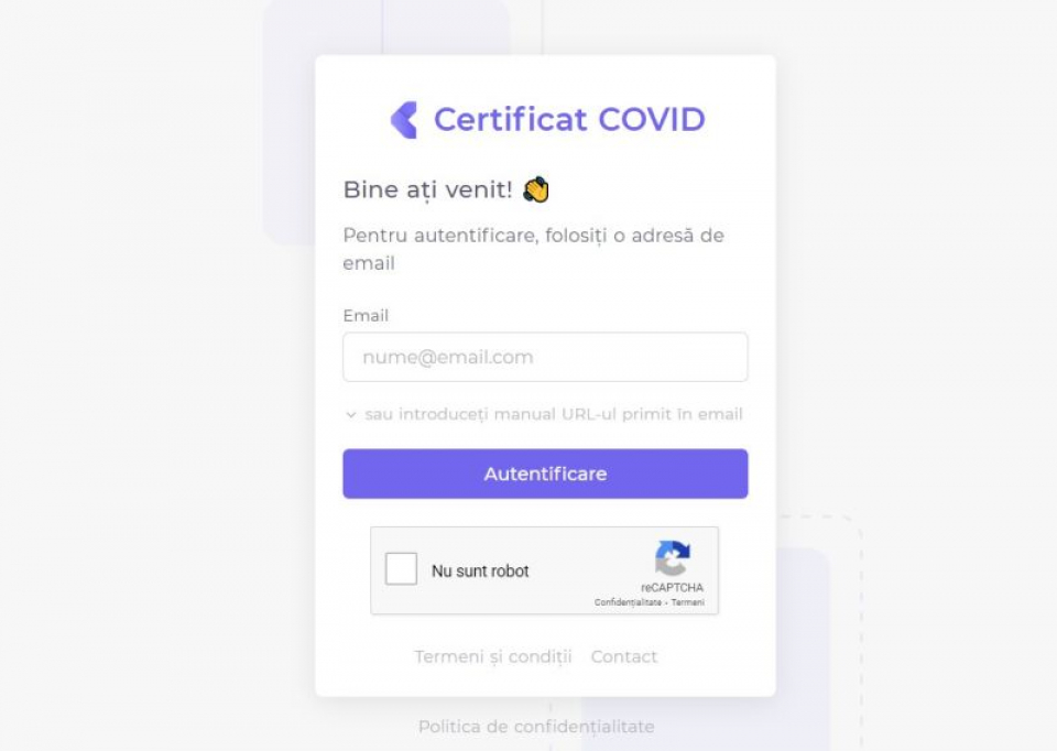 Certificatul digital COVID. Foto: Print screen