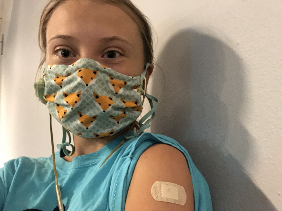 Greta Thunberg s-a vaccinat împotriva COVID  FOTO: Twitter