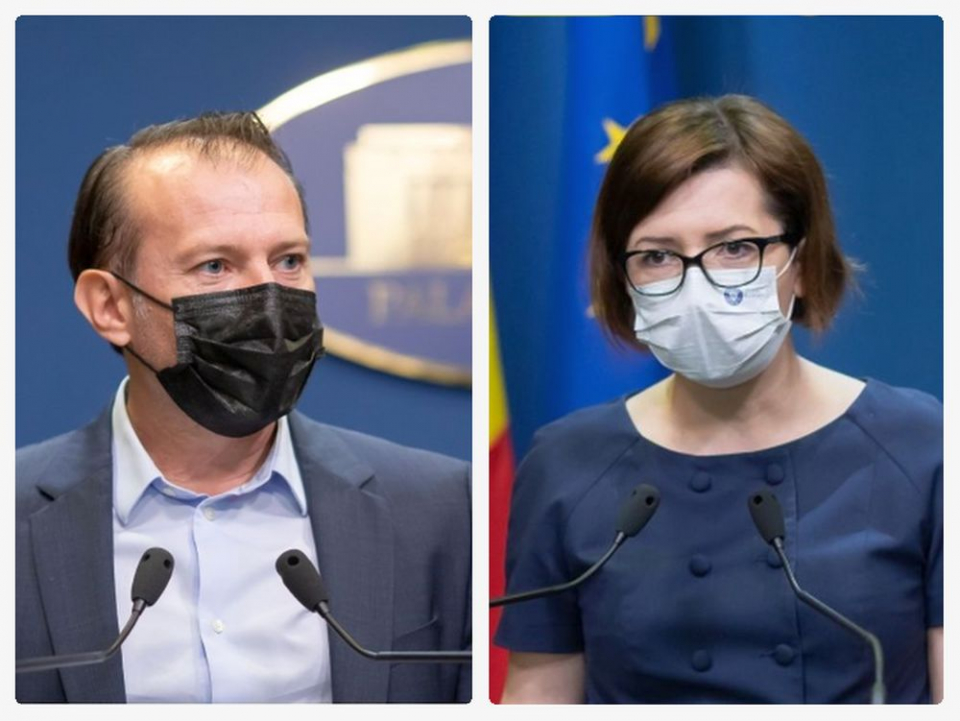 PȘremierul Florin Cîțu și ministrul Ioana Mihăilă se ceartă pe banii de care e nevoie în Sănătate. Fotografii colag: Gov.Ro