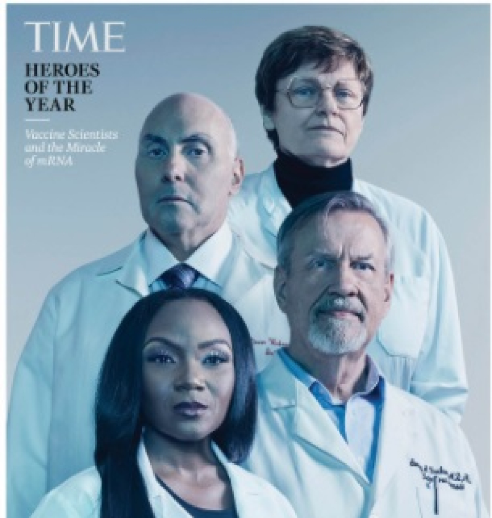 Imaginea cu cei 4 cercetători puși pe coperta Time   FOTO: printscreen Facebook Time