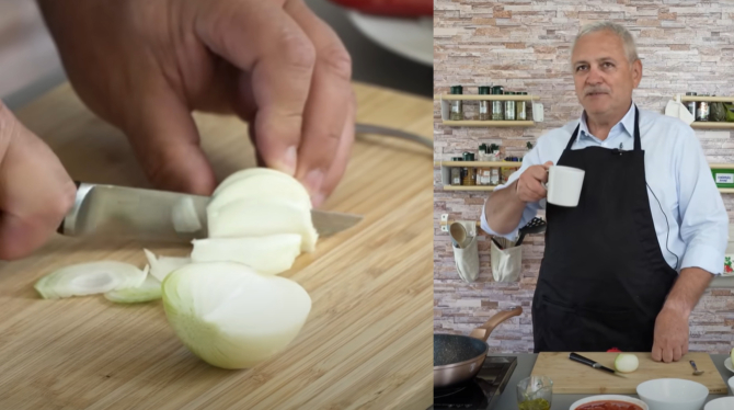 Cum să tai ceapa fără să plângi - Foto: Youtube Liviu Dragnea